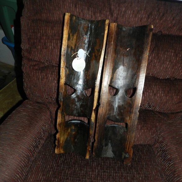 Hand Crafted Polynesian Hawaiian Style Floral Painted Tiki Masks 2pc🆕📦🏃🏻💨🚚 - Picture 8 of 16